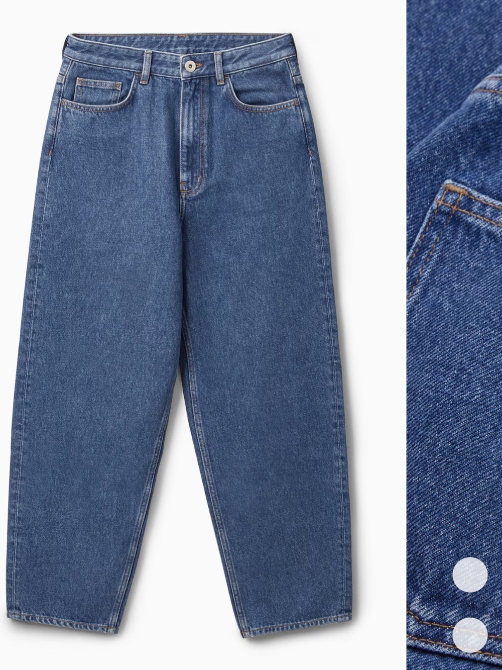 COS Tapered High-Rise Ankle Jeans in Medium Indigo Wash Size 32 - Picture 2 of 9